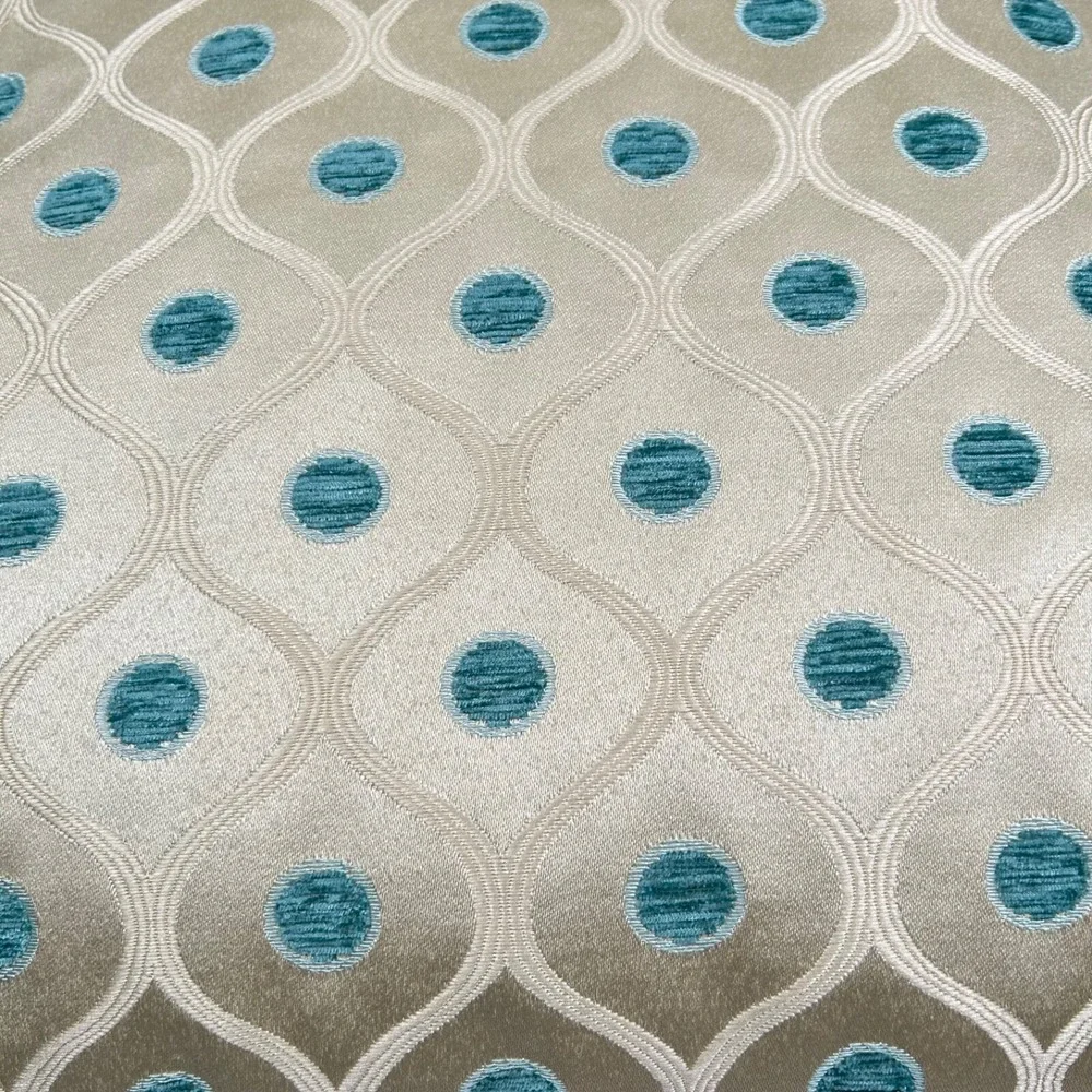 Pier 1 Imports Pillow‎ Turquoise Silver Flower Tan Polka Dot Reversible Nice